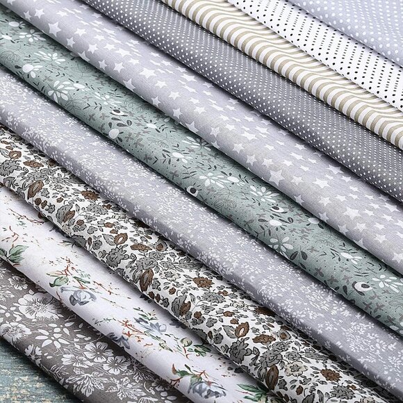 10 Pieces 20 x 20 Inch Squares Floral Patchwork Quilting Gray Square Bundle Fabr - Picture 4 of 7